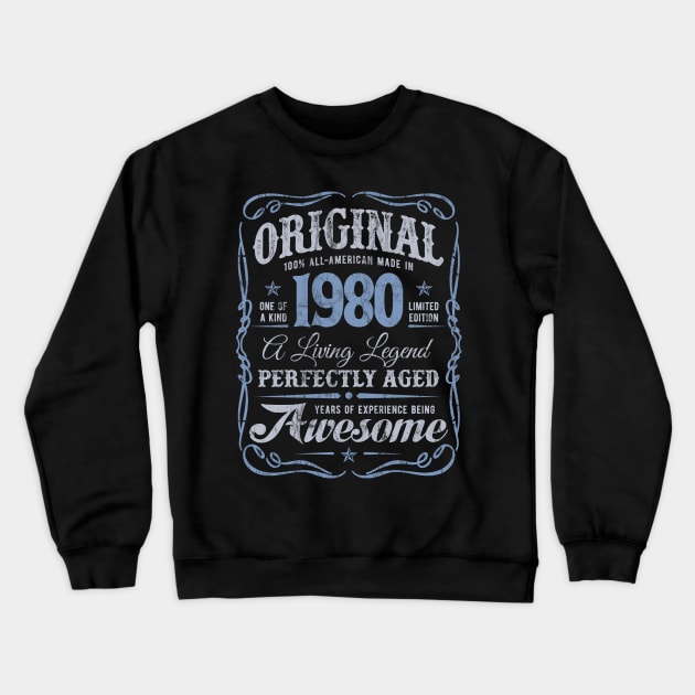 Vintage Born In 1980 Crewneck Sweatshirt by Irregulariteez